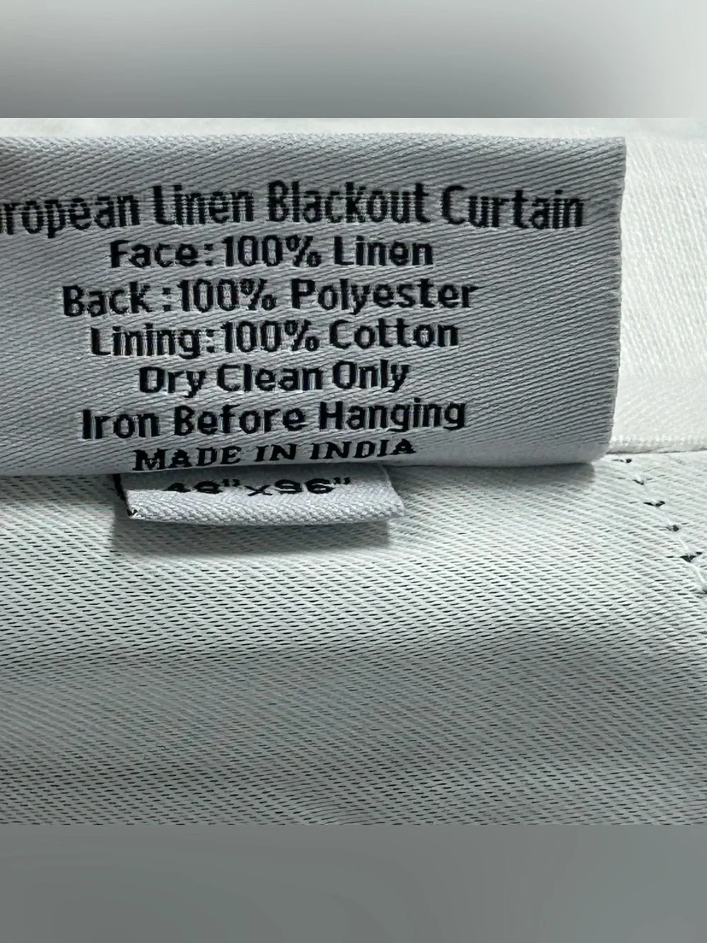 QUINCE Set Of 2 48x96 European Linen True Blackout Curtains White 8540